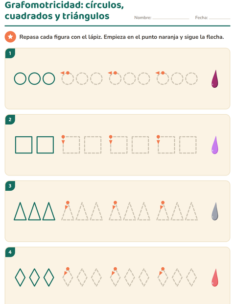 Vista previa de la hoja de Grafomotricidad con Colores para jardín infantil