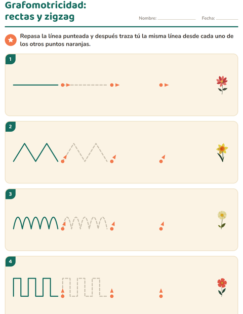 Vista previa de la hoja de Grafomotricidad con Flores para jardín infantil