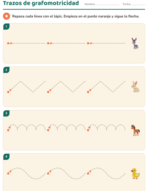 Vista previa de la hoja de Grafomotricidad con Animales de granja para jardín infantil