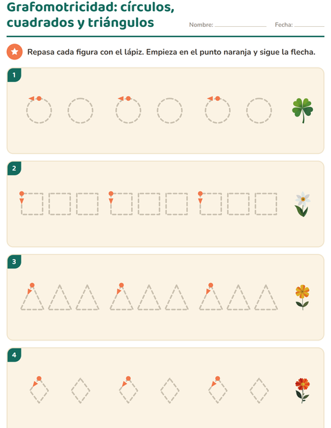 Vista previa de la hoja de Grafomotricidad con Flores para jardín infantil
