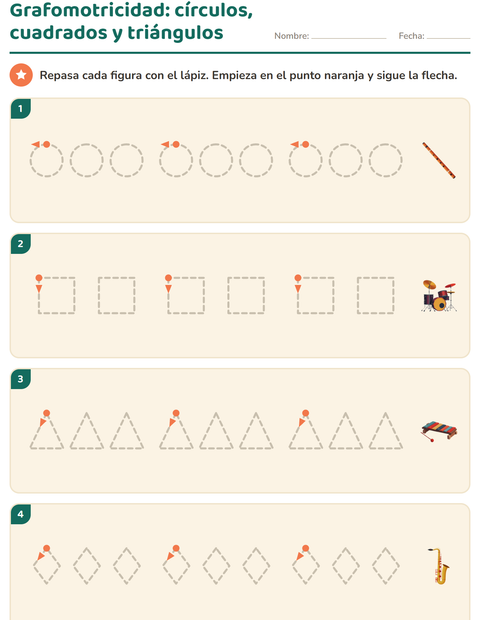 Vista previa de la hoja de Grafomotricidad con Música para jardín infantil