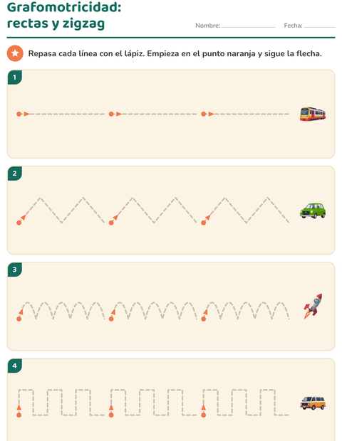 Vista previa de la hoja de Grafomotricidad con Vehículos para jardín infantil