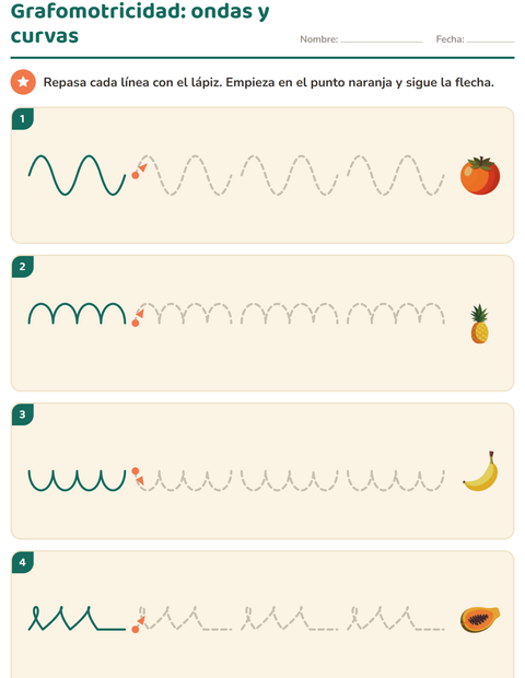 Grafomotricidad de ondas y curvas: trazos que fluyen