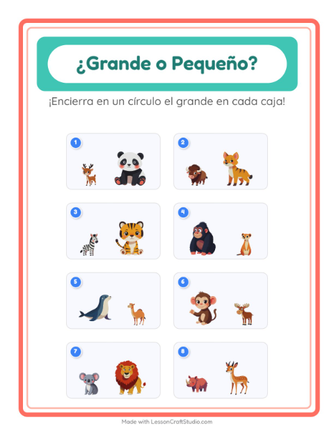 Cuál es más grande — Animales del zoológico
