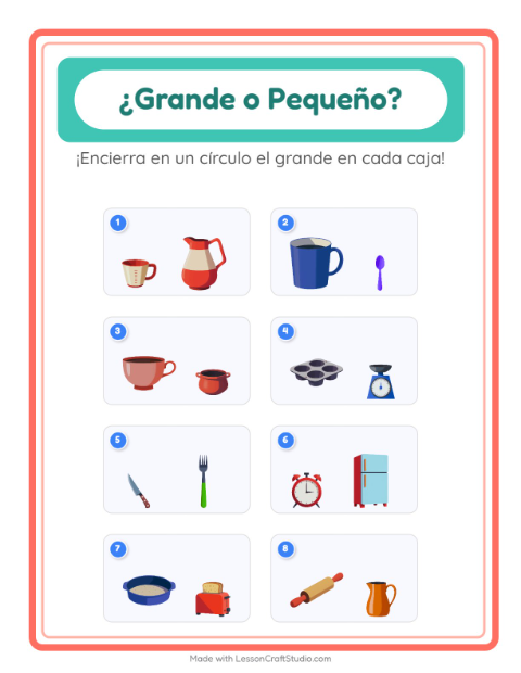 Cuál es más grande — Utensilios de cocina