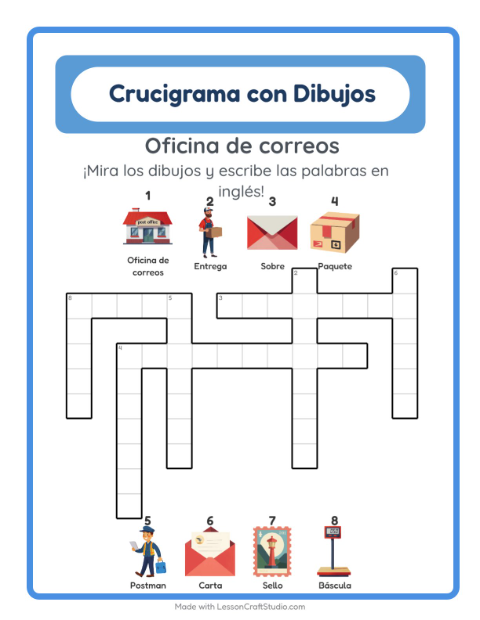 Crucigrama ilustrado en inglés – Oficina De Correos