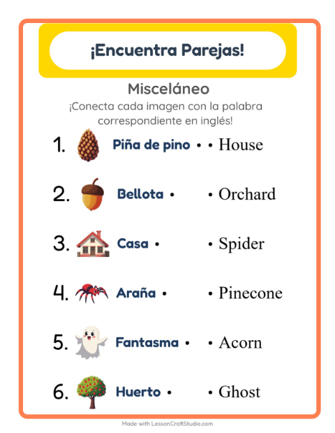 Une imágenes y palabras en inglés – Variados