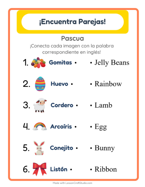 Vista previa de Aprender inglés: Pascua – une imágenes y palabras para niños