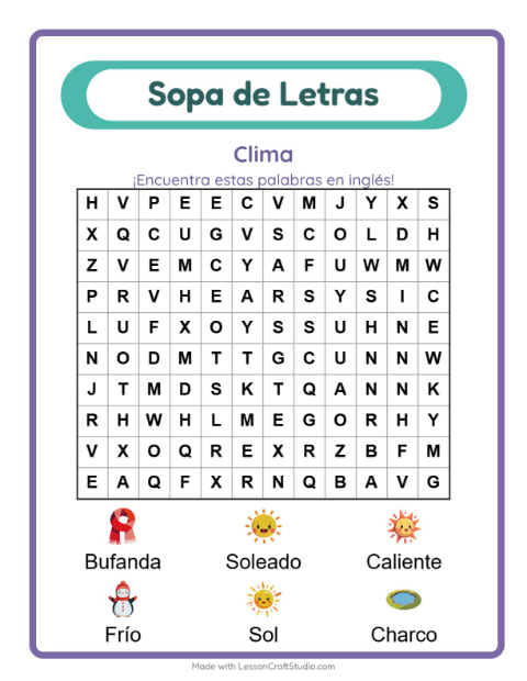 Sopa de letras en inglés con imágenes – El Tiempo