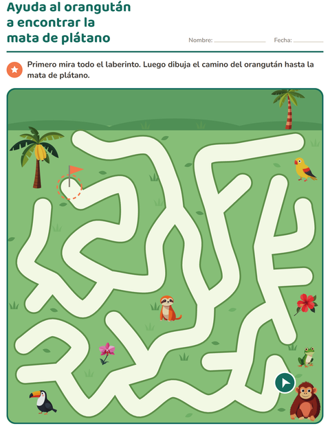 Laberinto grande: el camino del orangután hasta la mata de plátano