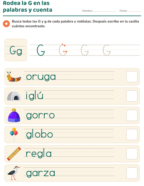 Vista previa de la hoja de La letra de la semana para jardín infantil