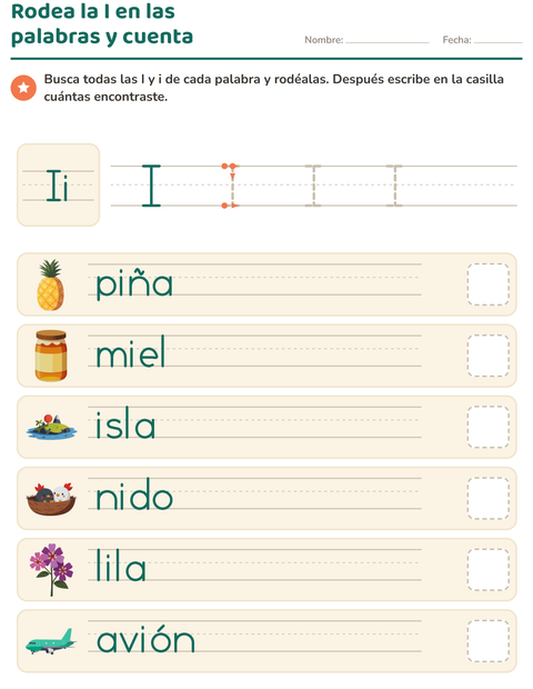 Vista previa de la hoja de La letra de la semana para jardín infantil