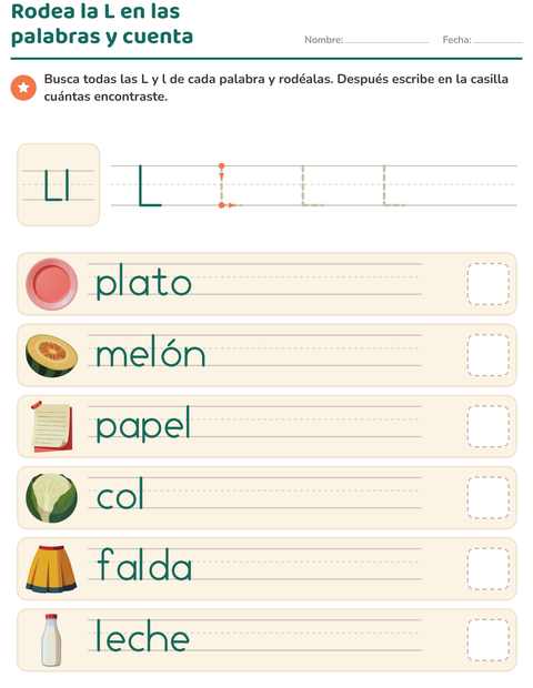 Vista previa de la hoja de La letra de la semana para jardín infantil