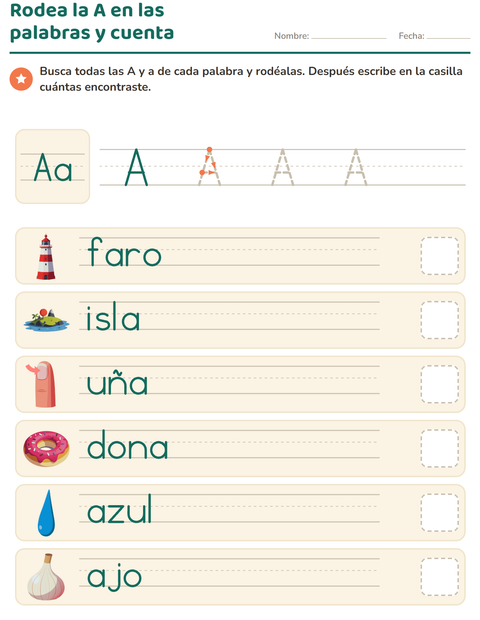 Vista previa de la hoja de La letra de la semana para jardín infantil