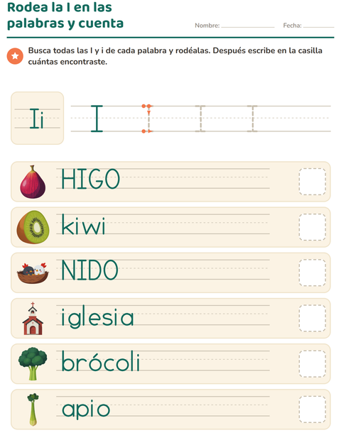 Vista previa de la hoja de La letra de la semana para jardín infantil