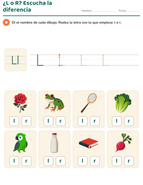 Vista previa de ¿L o R? Escucha la diferencia entre dos letras parecidas — preescolar