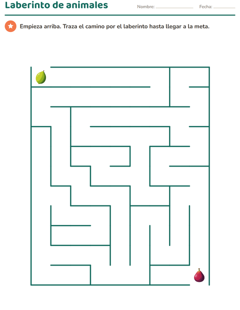 Vista previa de la hoja de Laberintos con Frutas para jardín infantil