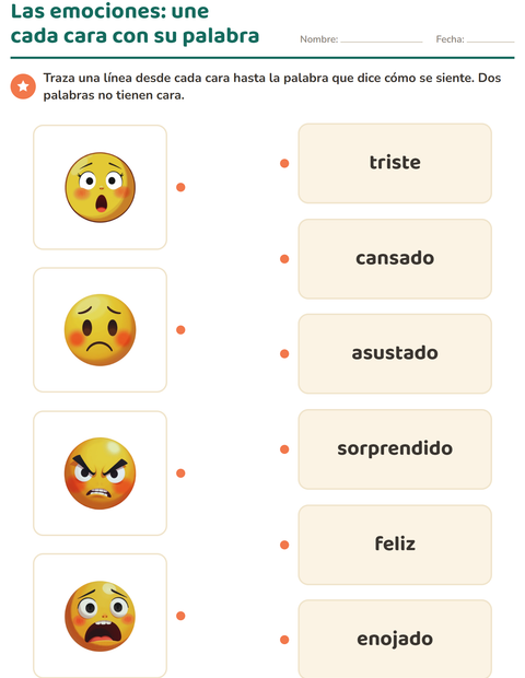 Vista previa de la hoja de Las emociones para jardín infantil