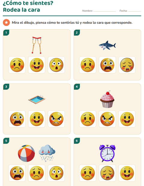 Vista previa de la hoja de Las emociones para jardín infantil
