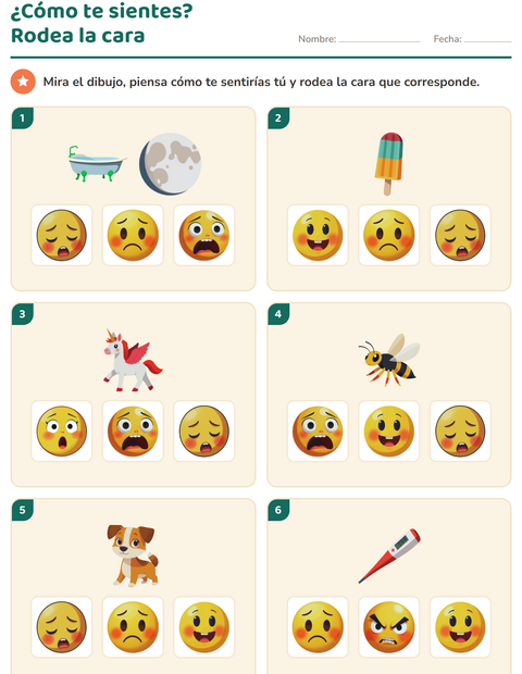 Vista previa de la hoja de Las emociones para jardín infantil
