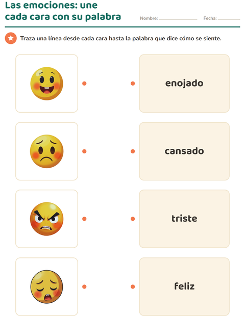 Vista previa de la hoja de Las emociones para jardín infantil