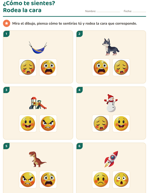 Vista previa de la hoja de Las emociones para jardín infantil