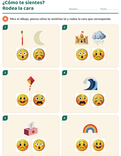 Vista previa de la hoja de Las emociones para jardín infantil