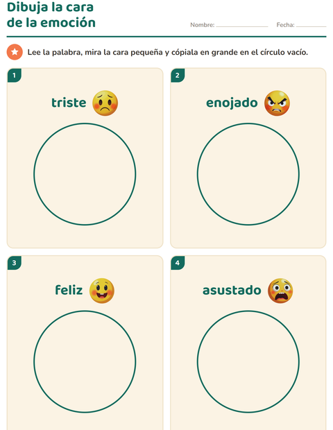 Vista previa de la hoja de Las emociones para jardín infantil