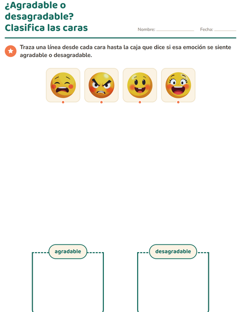 Vista previa de la hoja de Las emociones para jardín infantil