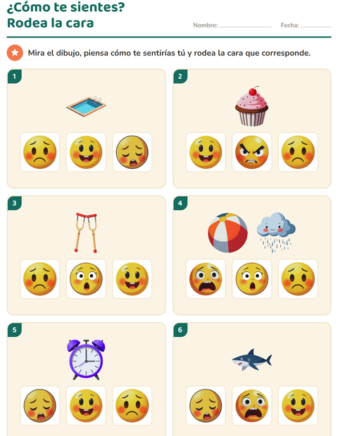 Vista previa de la hoja de Las emociones para jardín infantil