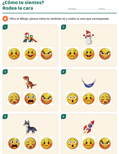 Vista previa de la hoja de Las emociones para jardín infantil