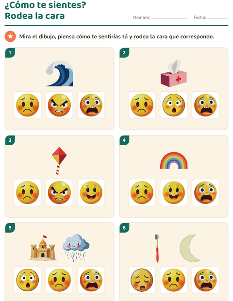 Vista previa de la hoja de Las emociones para jardín infantil