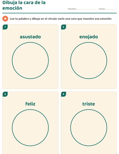 Dibuja la cara de la emoción — preescolar