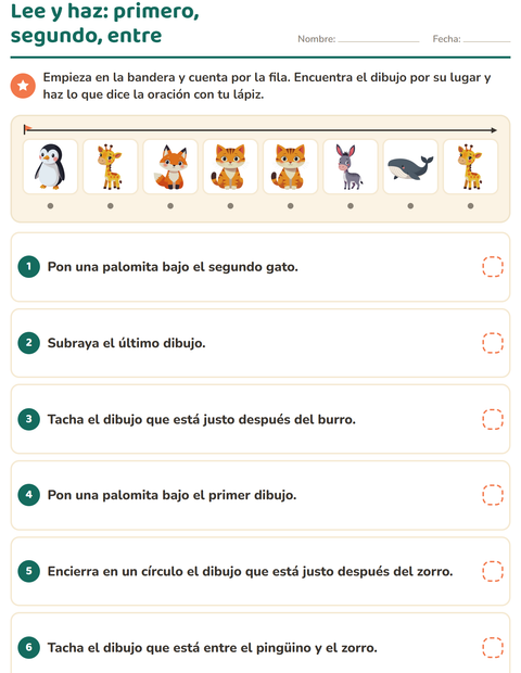 Vista previa de la hoja de Lee y haz con Animales para grado 1