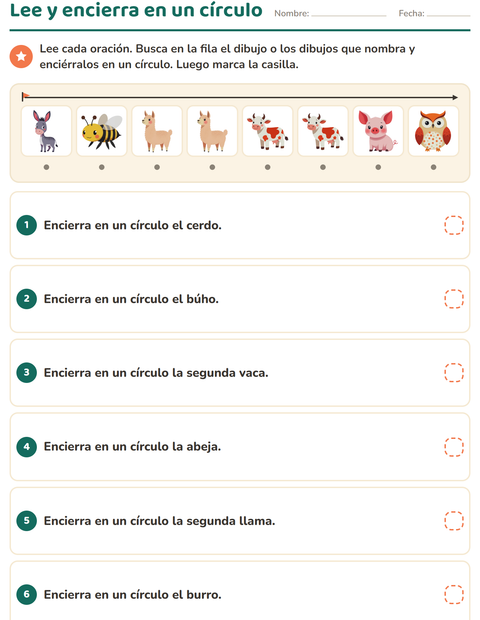 Vista previa de la hoja de Lee y haz con Animales de granja para grado 1