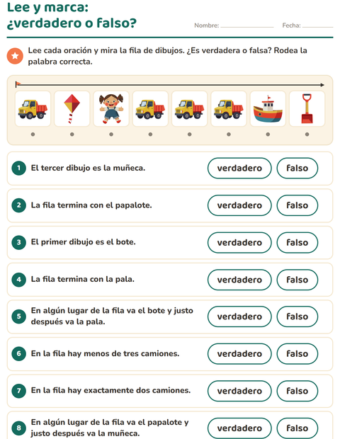 Vista previa de la hoja de Lee y haz con Juguetes para grado 1