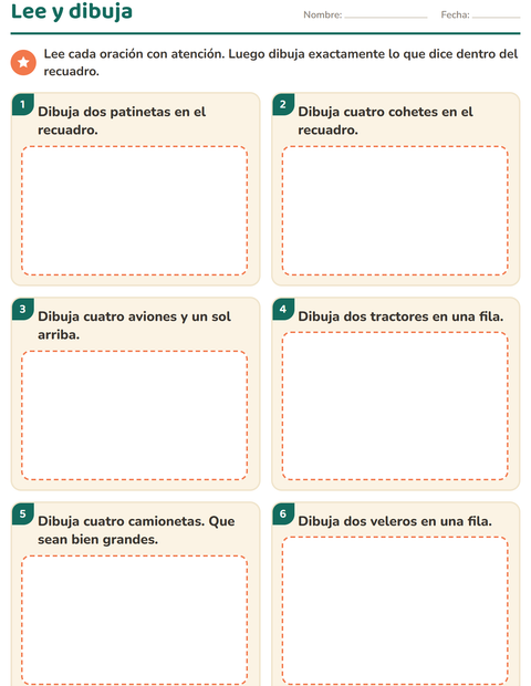 Vista previa de Lee y dibuja: dibuja exactamente lo que dice la oración — primer grado