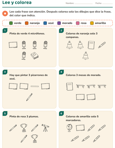 Vista previa de la hoja de Leer y colorear con Salón de clases (B/N) para grado 1