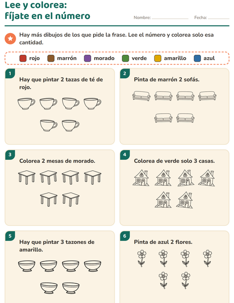 Vista previa de la hoja de Leer y colorear con Hogar y Naturaleza BN para grado 1
