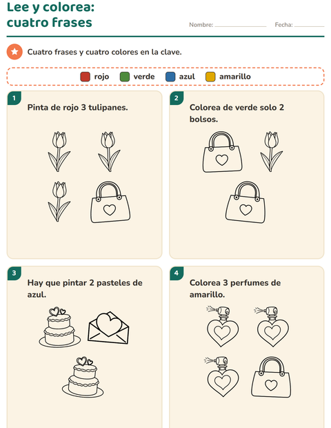 Vista previa de la hoja de Leer y colorear con San Valentín BN 2 para grado 1