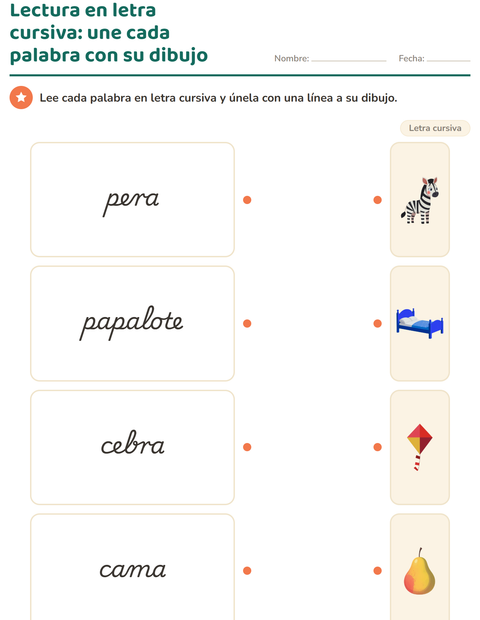 Vista previa de la hoja de Letra cursiva para grado 2