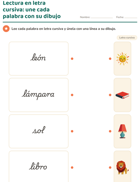 Vista previa de la hoja de Letra cursiva para grado 2