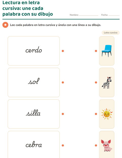 Vista previa de la hoja de Letra cursiva para grado 2