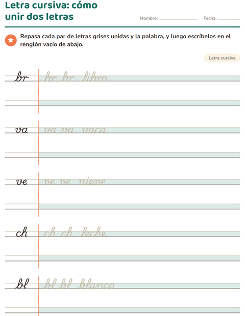 Letra cursiva: cómo unir dos letras en una palabra
