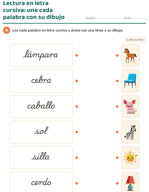 Vista previa de la hoja de Letra cursiva para grado 2
