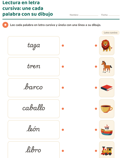 Vista previa de la hoja de Letra cursiva para grado 2