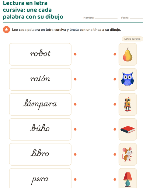 Vista previa de la hoja de Letra cursiva para grado 2