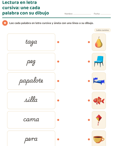 Vista previa de la hoja de Letra cursiva para grado 2