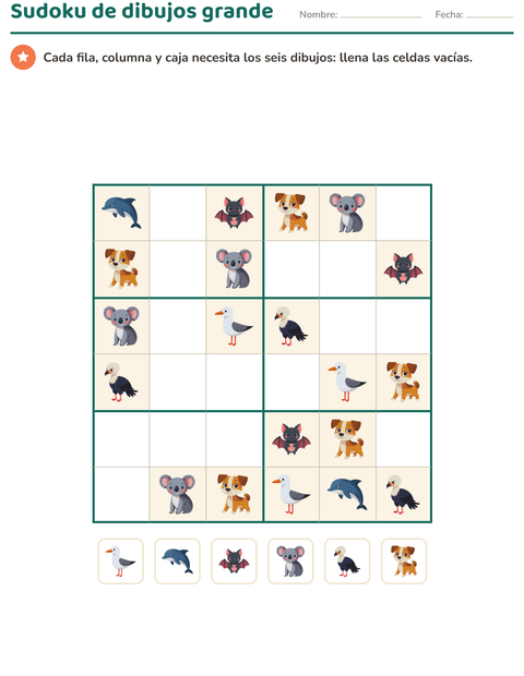 Vista previa de la hoja de Lógica visual con Animales para grado 3