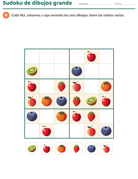 Vista previa de la hoja de Lógica visual con Frutas para grado 3